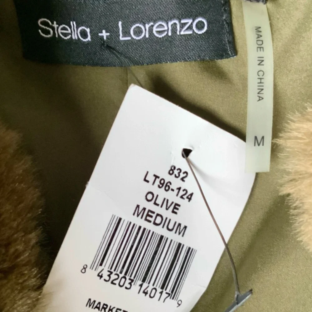 NWT STELLA + LORENZO Teddy Jacket Plush Oversized Olive Green Brown Medium